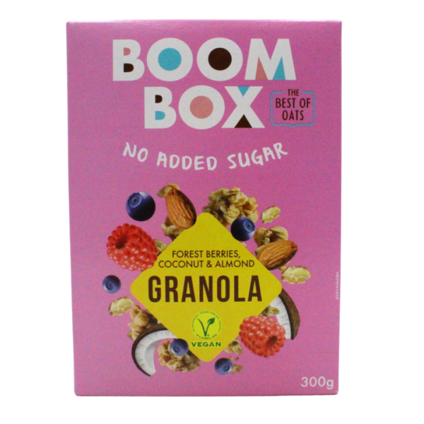Zobena granola sa šumskim voćem,kokosom i bademom,300g Boom Box